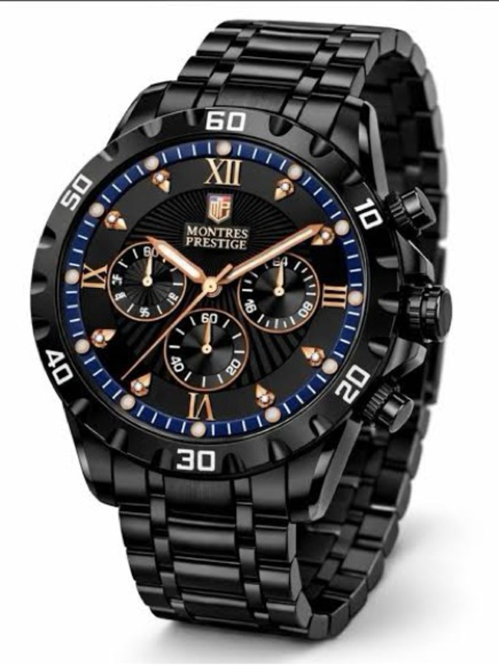 Invicta Black Watch with Blue and Gold Accents